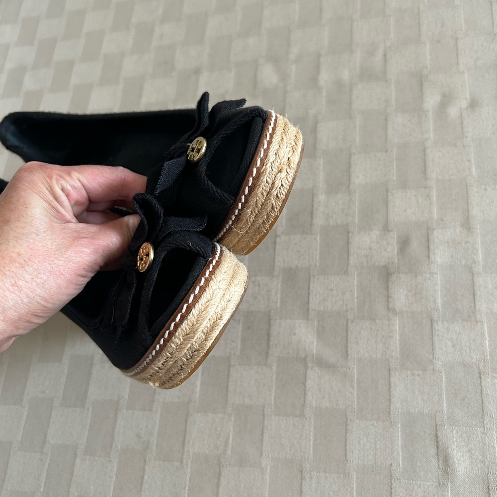 Tory Burch Jackie Canvas Bow Espadrille Wedge Pumps - Picture 10 of 16